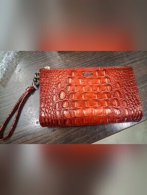 Brahmin Crimson Melbourne Croc-Embossed Wristlet